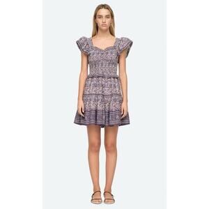 Sea NY Rosita Border Smocked Mini Dress Sz XS